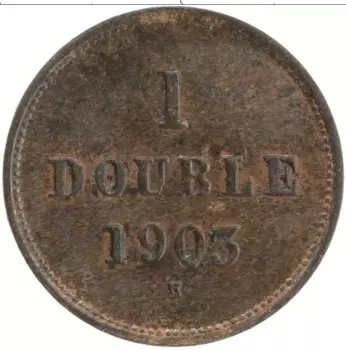 Монета дубль Гернси 1903 года Бронза Н