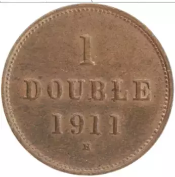 Монета дубль Гернси 1911 года Бронза
