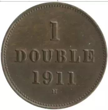 Монета дубль Гернси 1911 года Бронза