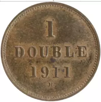 Монета дубль Гернси 1911 года Бронза