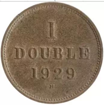 Монета дубль Гернси 1929 года Бронза