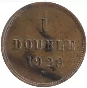 Монета дубль Гернси 1929 года Бронза Н