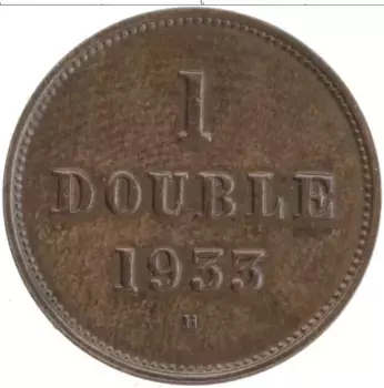 Монета дубль Гернси 1933 года Бронза