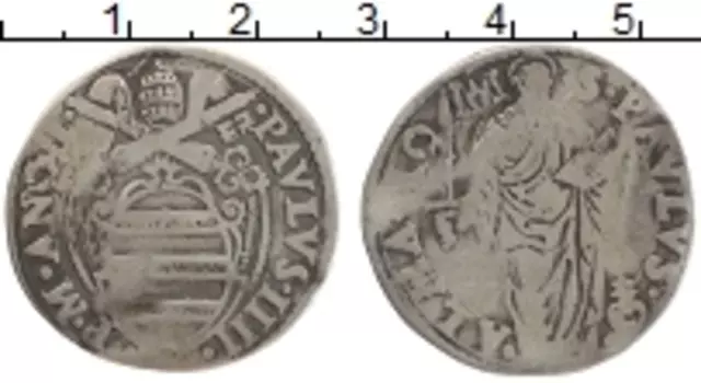 Монета джулио Ватикана Серебро Павел IV 1555-1559 гг