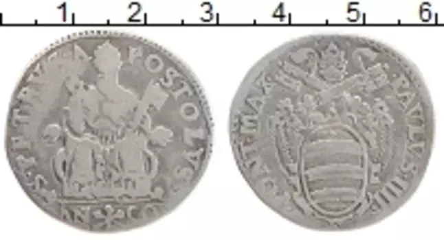 Монета джулио Ватикана Серебро Павел IV 1555-1559 гг