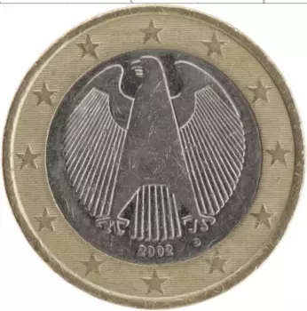 Монета евро Германии 2002 года Биметалл D