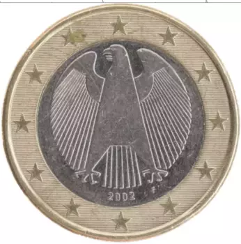 Монета евро Германии 2002 года Биметалл F