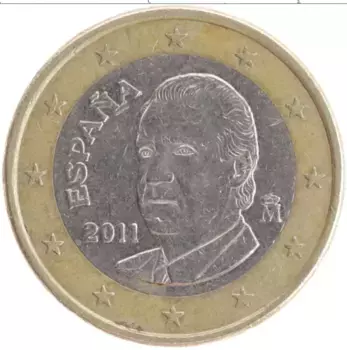 Монета евро Испании 2011 года Биметалл Хуан Карлос I