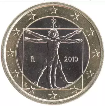 Монета евро Италии 2010 года Биметалл
