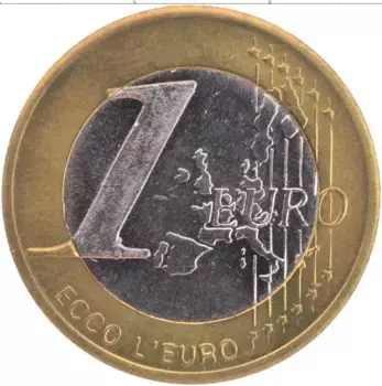 Монета евро Италии Биметалл Проба