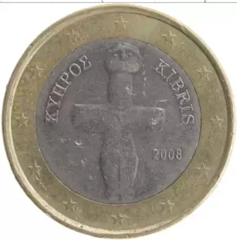 Монета евро Кипра 2008 года Биметалл