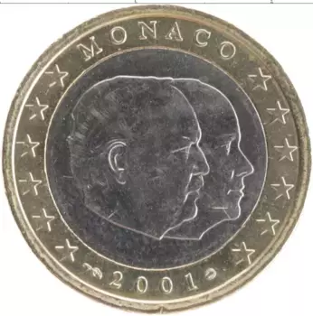 Монета евро Монако 2001 года Биметалл Ренье III