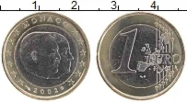 Монета евро Монако 2002 года Биметалл Князь Ренье III и принц Альбер