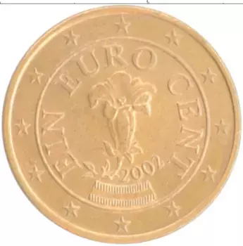 Монета евроцент Австрии 2002 года Медь