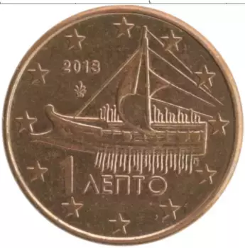 Монета евроцент Греции 2013 года Бронза