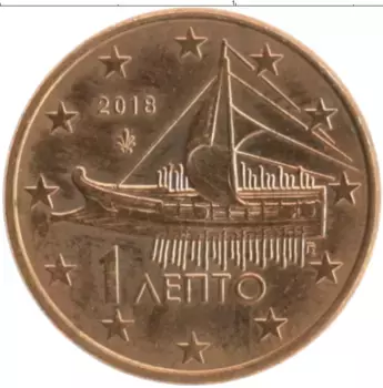 Монета евроцент Греции 2018 года Бронза