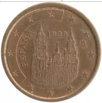 Монета евроцент Испании 1999 года Бронза Кафедральный собор Святого Иакова