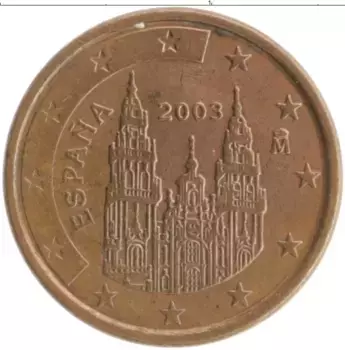 Монета евроцент Испании 2003 года Бронза Кафедральный собор Святого Иакова