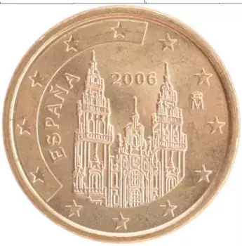 Монета евроцент Испании 2006 года Бронза Кафедральный собор Святого Иакова