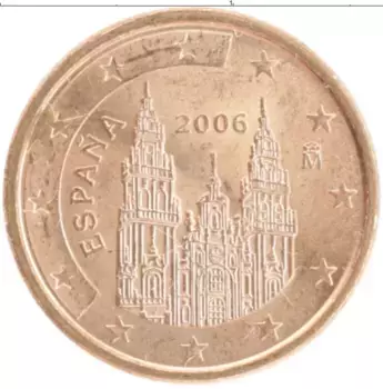 Монета евроцент Испании 2006 года Медь