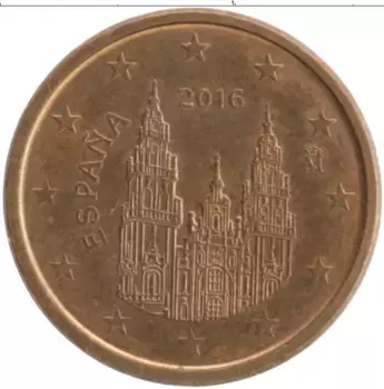 Монета евроцент Испании 2016 года Медь
