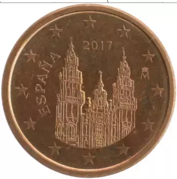 Монета евроцент Испании 2017 года Медь