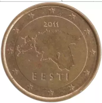 Монета евроцент Эстонии 2011 года Бронза