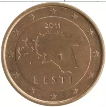 Монета евроцент Эстонии 2011 года Бронза