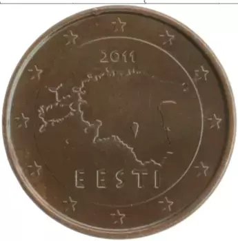 Монета евроцент Эстонии 2011 года Бронза