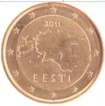 Монета евроцент Эстонии 2011 года Медь