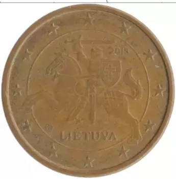 Монета евроцент Литвы 2015 года Бронза