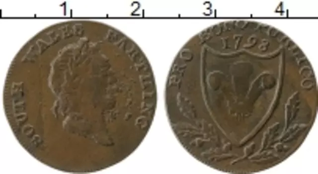 Монета фартинг Англии 1793 года Медь Уэльс