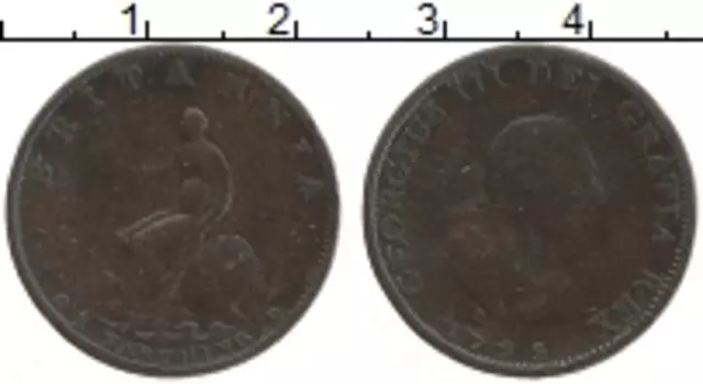 Монета фартинг Англии 1799 года Медь Георг III