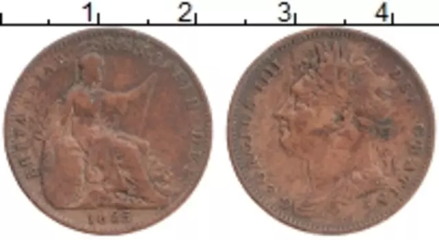 Монета фартинг Англии 1825 года Медь Георг IIII