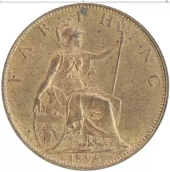 Монета фартинг Англии 1895 года Бронза Виктория