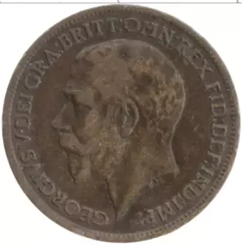 Монета фартинг Англии 1919 года Бронза Георг V