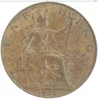 Монета фартинг Англии 1924 года Бронза Георг V