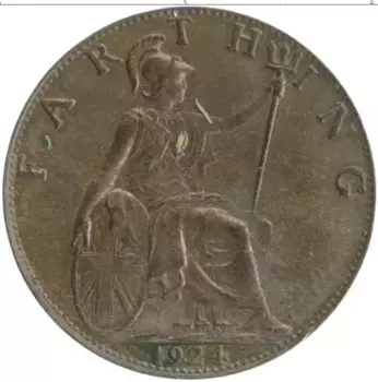 Монета фартинг Англии 1924 года Бронза Георг V