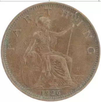 Монета фартинг Англии 1926 года Бронза Георг V