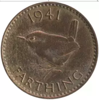 Монета фартинг Англии 1941 года Бронза Георг VI