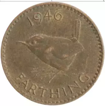 Монета фартинг Англии 1946 года Бронза Георг VI