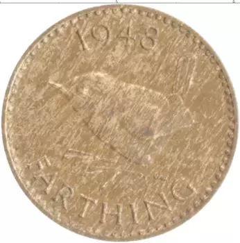 Монета фартинг Англии 1948 года Бронза Георг VI