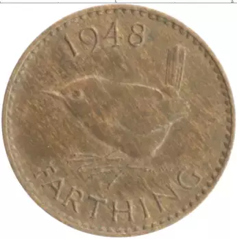 Монета фартинг Англии 1948 года Бронза Георг VI
