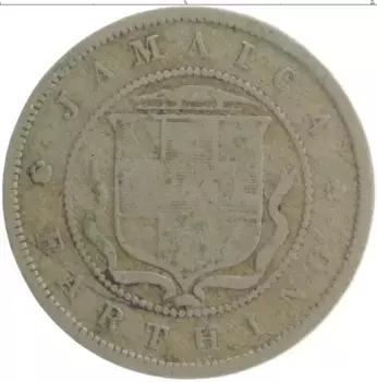 Монета фартинг Ямайки 1889 года Медно-никель Виктория