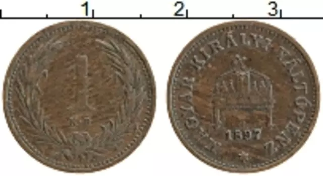 Монета филлер Венгрии 1897 года Медь Редкий год