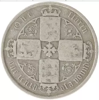 Монета флорин Англии 1873 года Серебро Виктория
