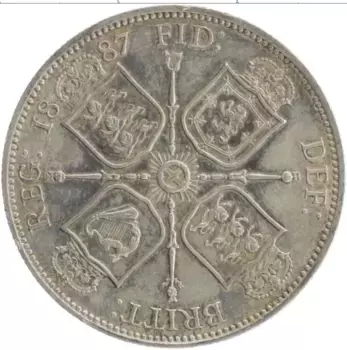 Монета флорин Англии 1887 года Серебро Виктория