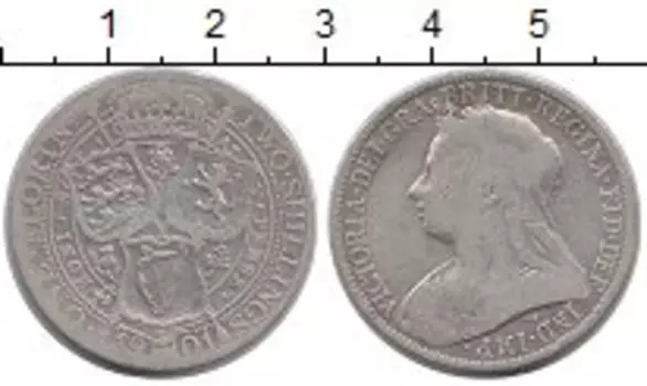 Монета флорин Англии 1901 года Серебро Королева Виктория