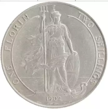 Монета флорин Англии 1902 года Серебро Эдуард VII