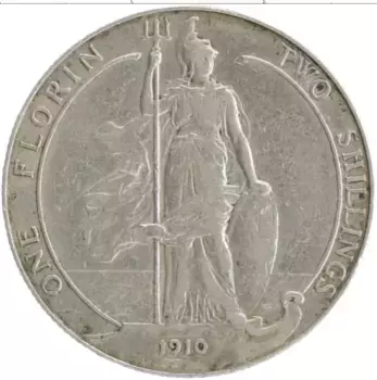 Монета флорин Англии 1910 года Серебро Эдуард VII